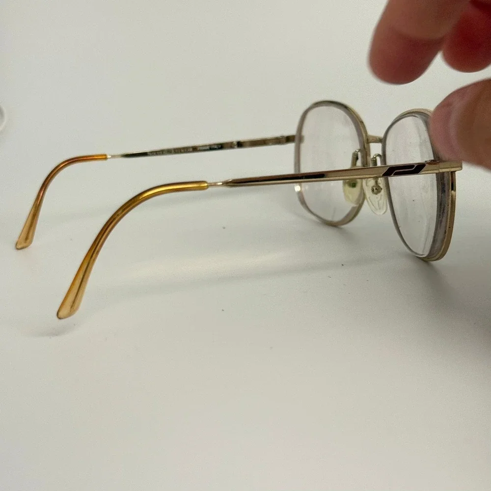 Nouveau Eyewear Alexis Gold Metal Square Glasses Frame Italy 52-18-135 24086